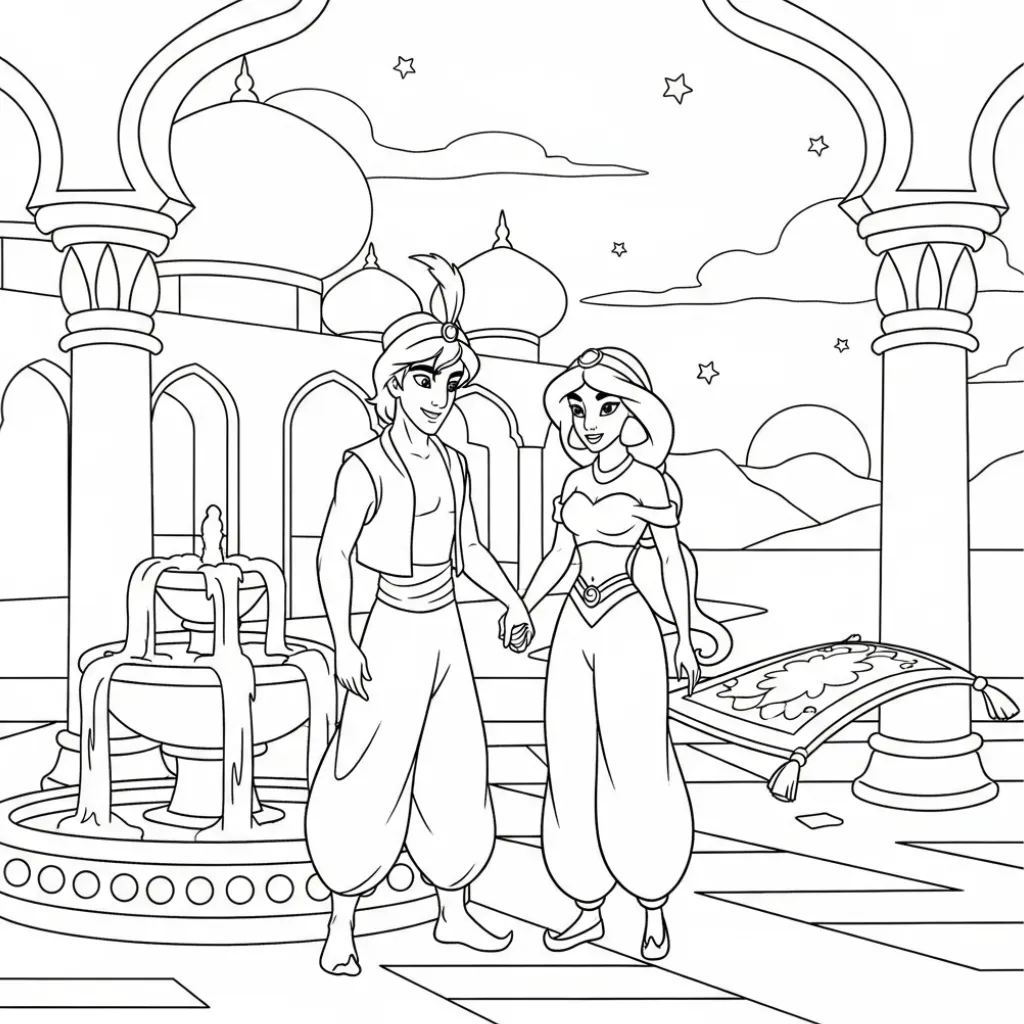 imagen para colorear Aladdin 10 niño