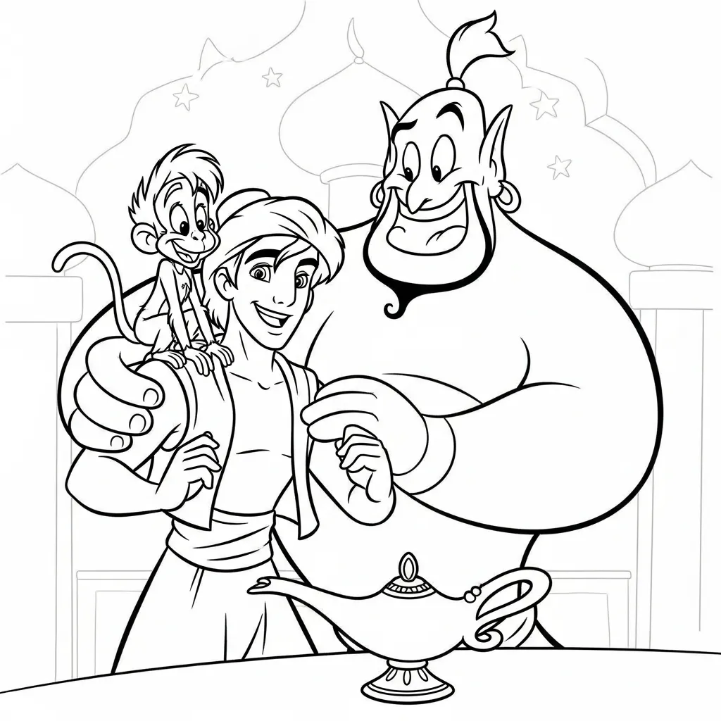 Aladdin 11 para colorear para imprimir kawaii
