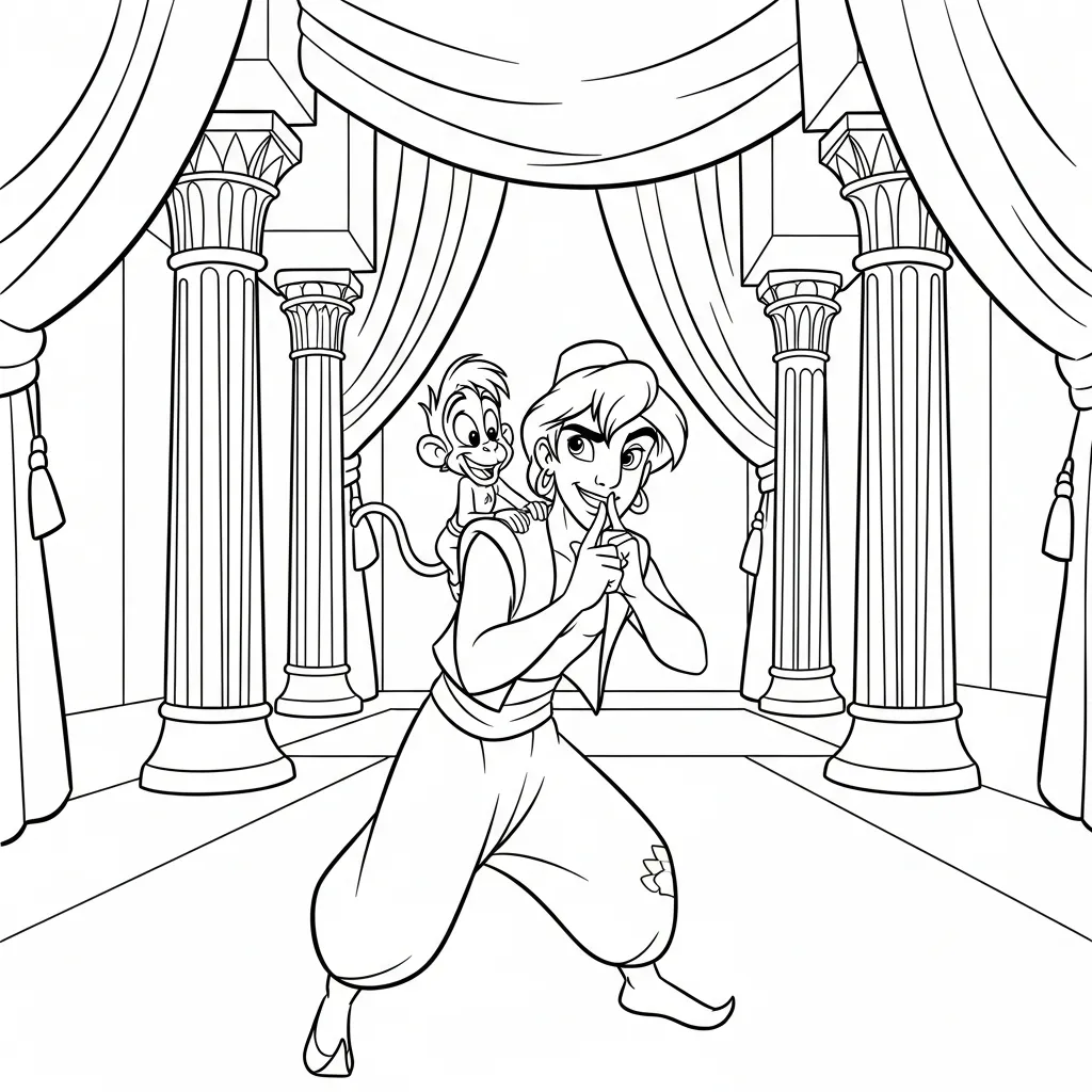 Aladdin 12 para colorear para niño de 5 años