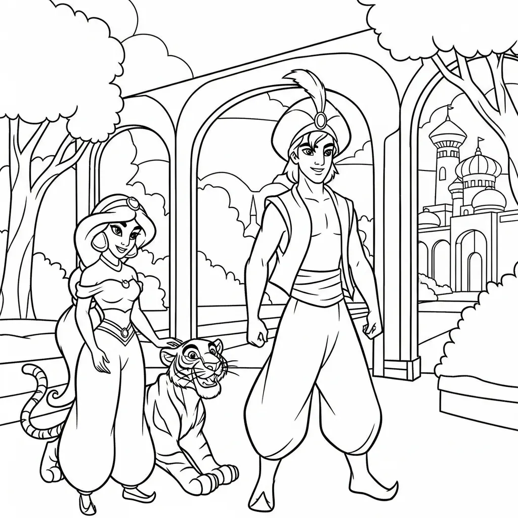 Aladdin 13 para colorear para niño de 4 años