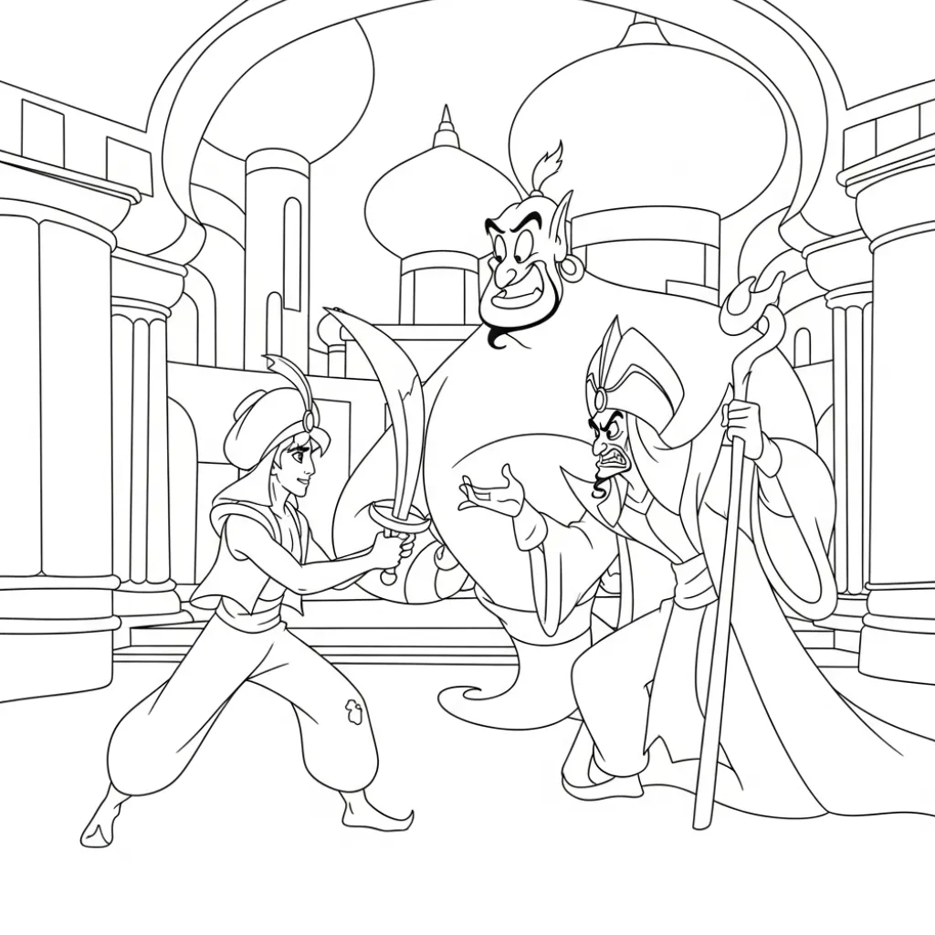 Aladdin 21 para colorear gratis en línea