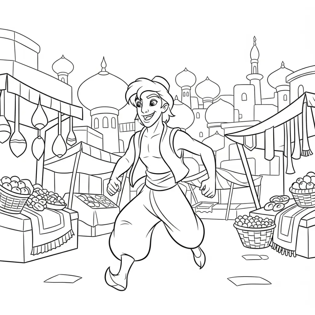 Aladdin 26 para colorear gratis para niños