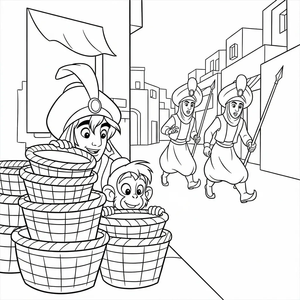 Aladdin 29 para colorear en línea para niño