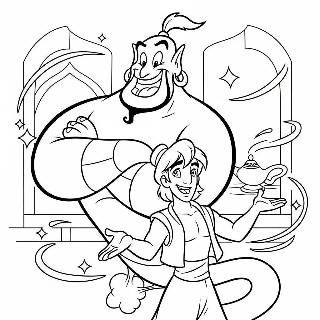 Aladdin 5 para colorear para niño de para imprimir
