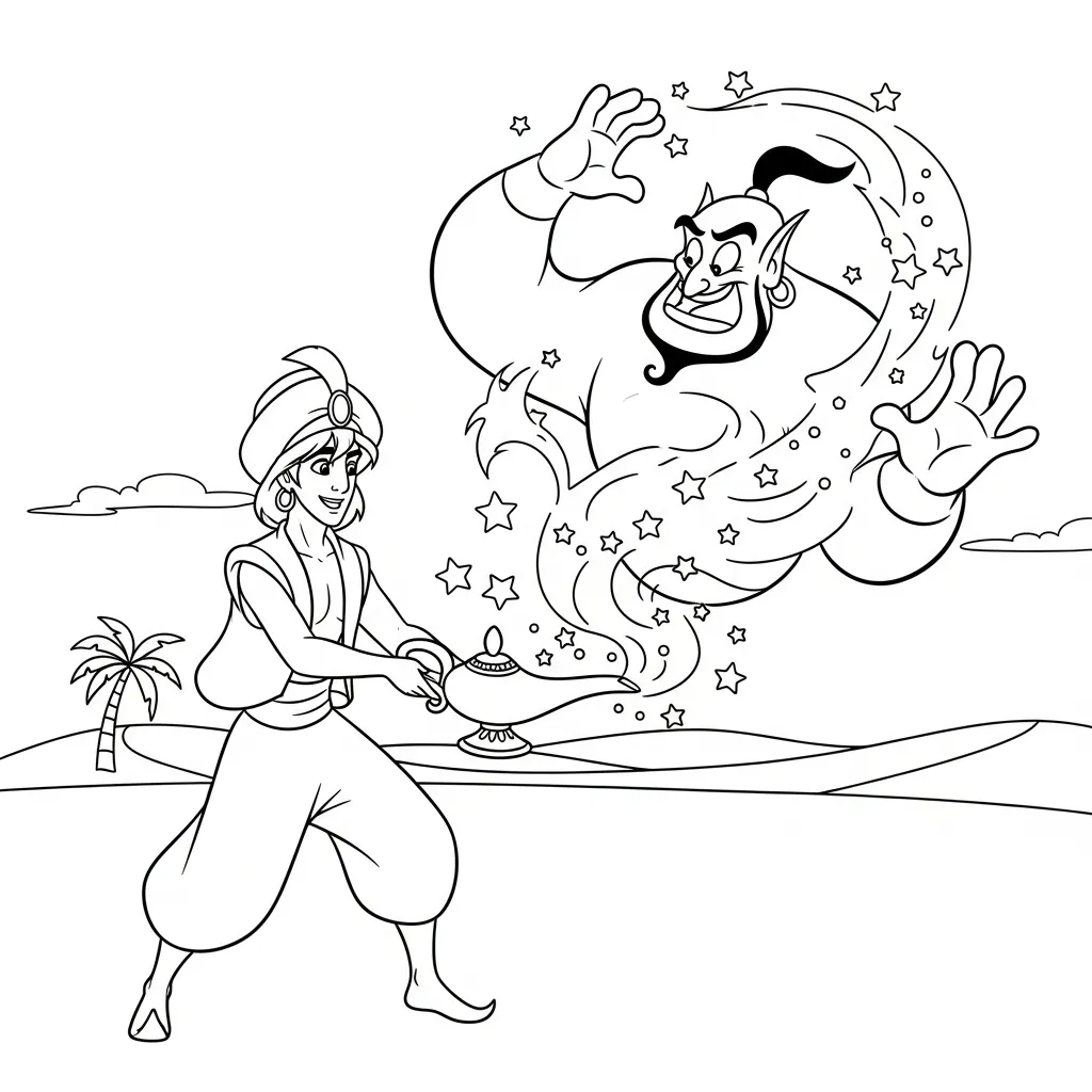 Aladdin 7 para colorear y aprendizaje