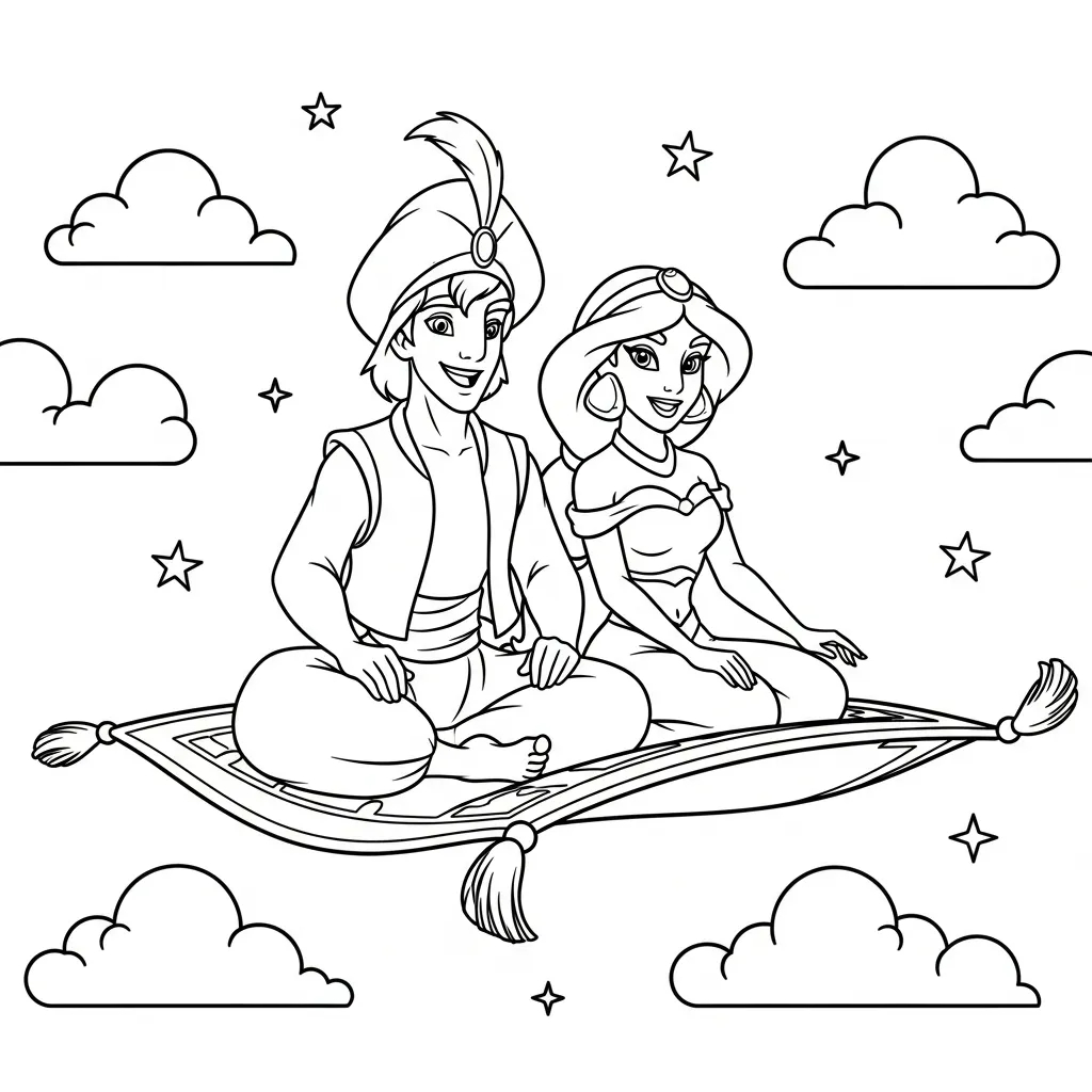 Aladdin 9 para colorear para niño de para imprimir