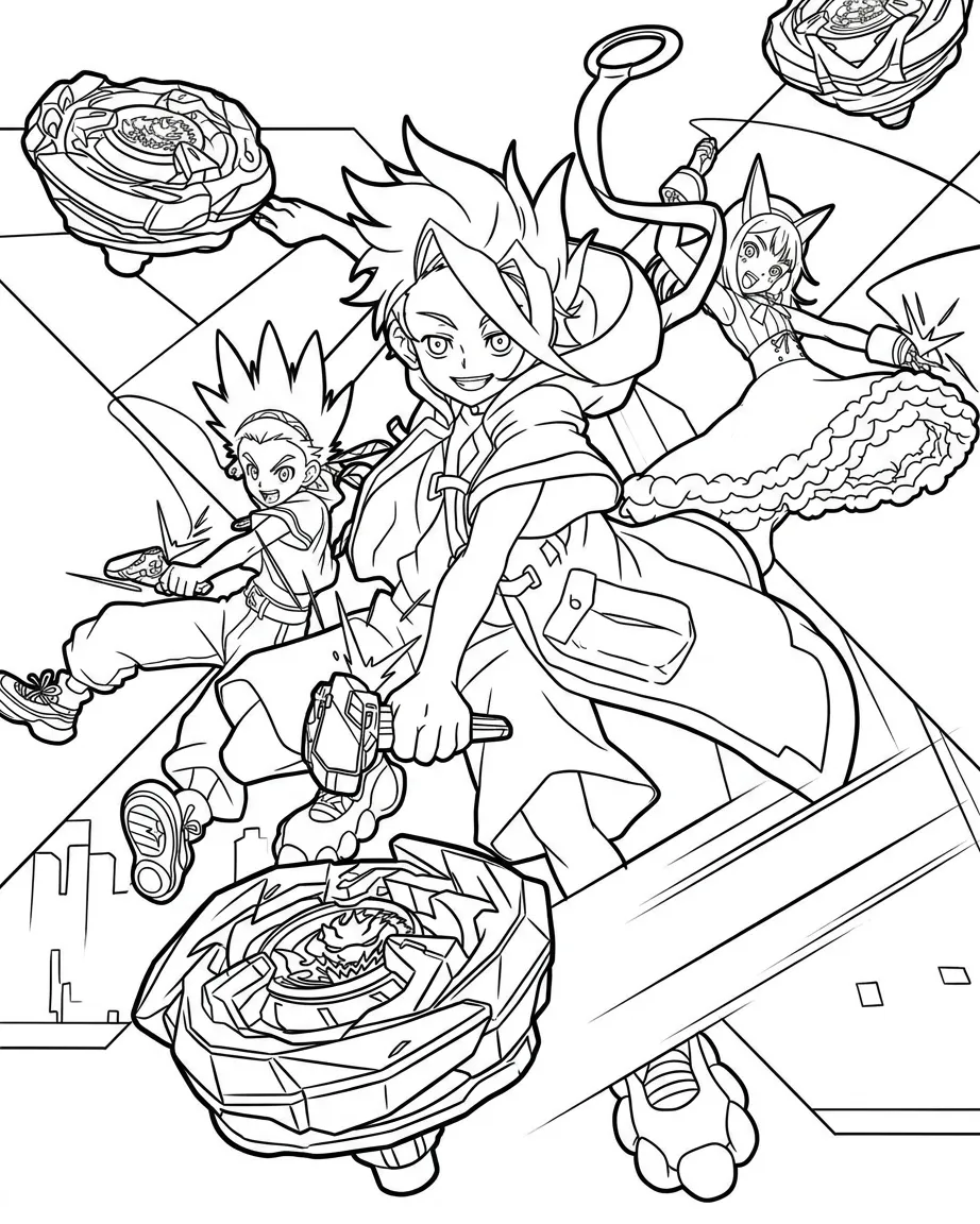 BeyBlade 4 para colorear para niño de 5 años