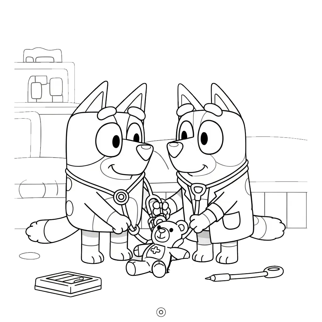 imprimir Bluey para colorear para niño