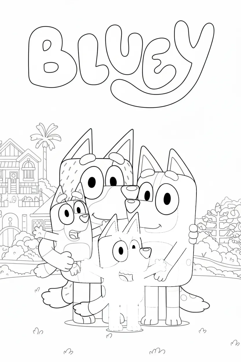 Bluey para colorear para imprimir para niño de 8 años