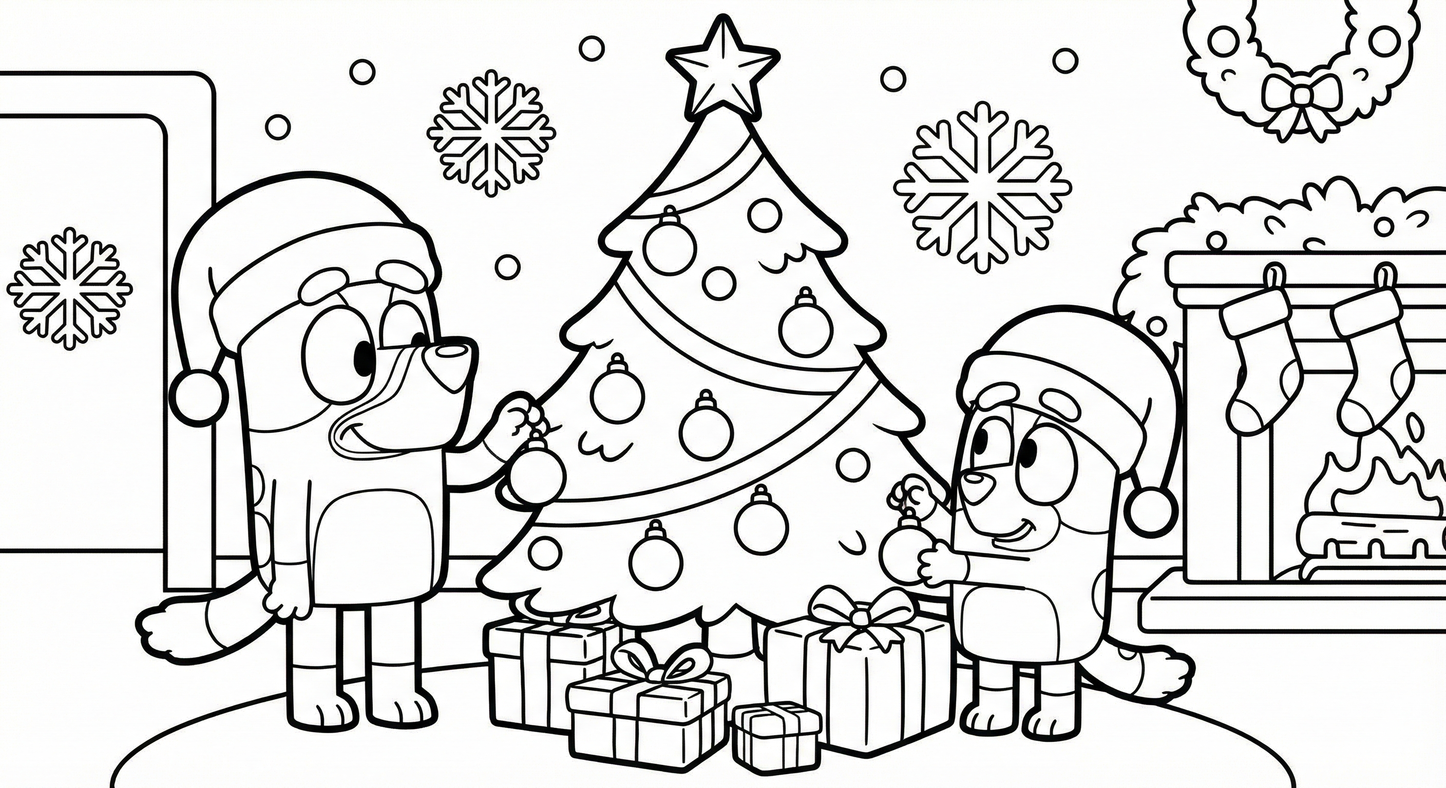Bluey de navidad para colorear facil