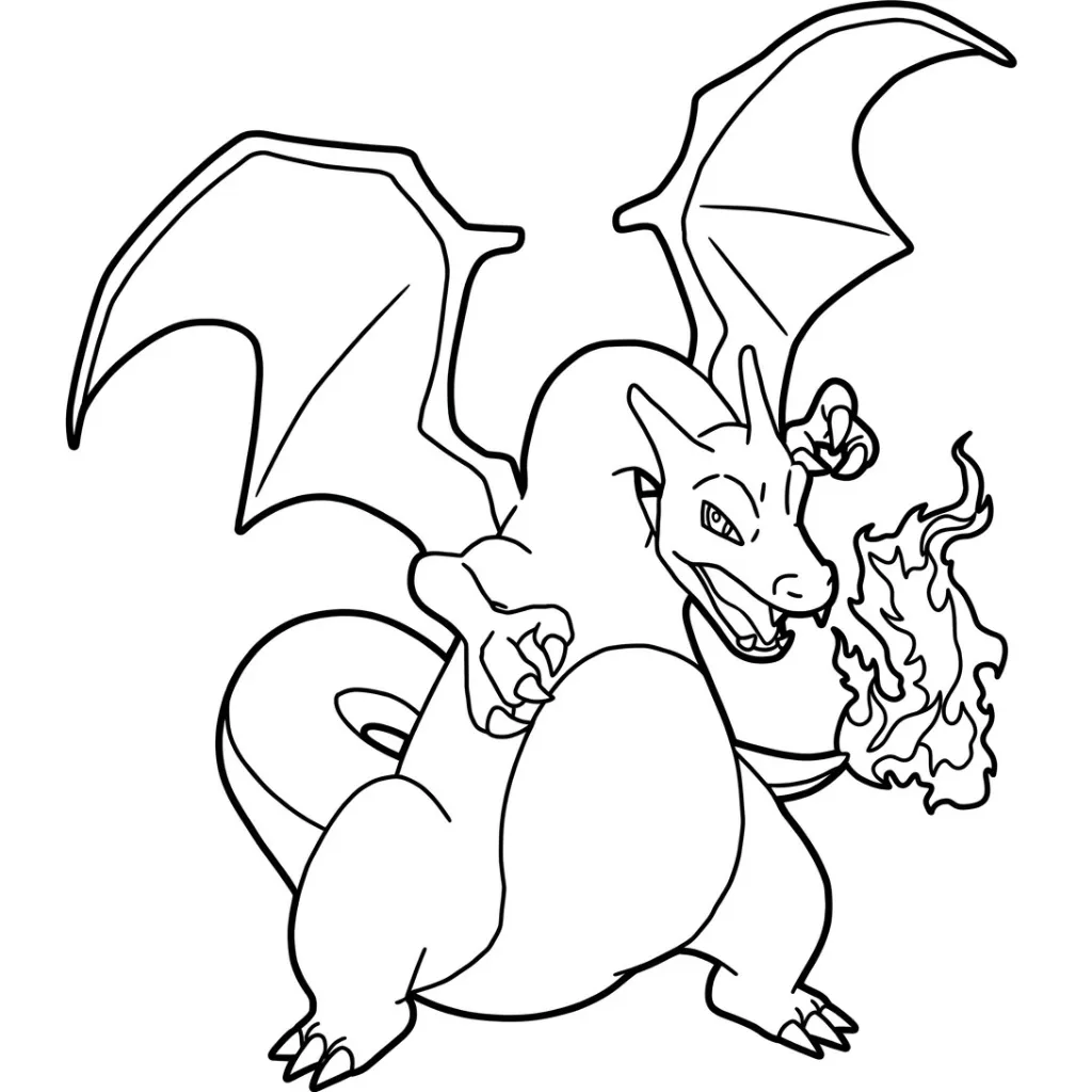 Charizard 14 para colorear para niño gratis