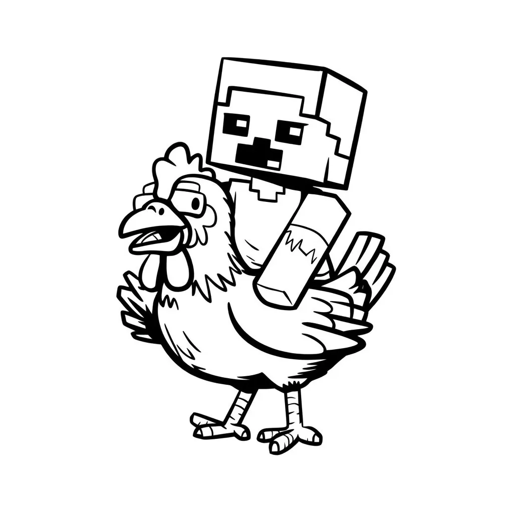imagen para colorear Chicken Jockey 9 niño