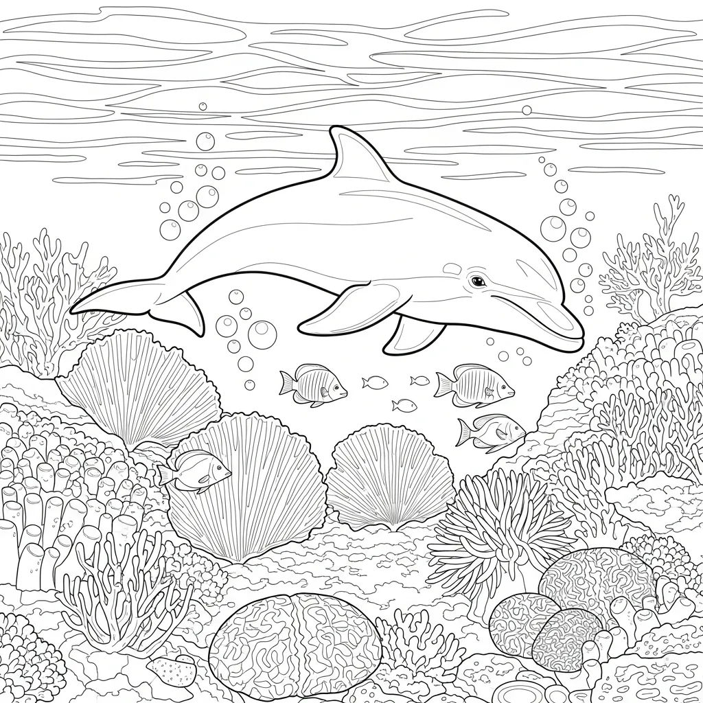 Delfines para colorear para niños para imprimir 1