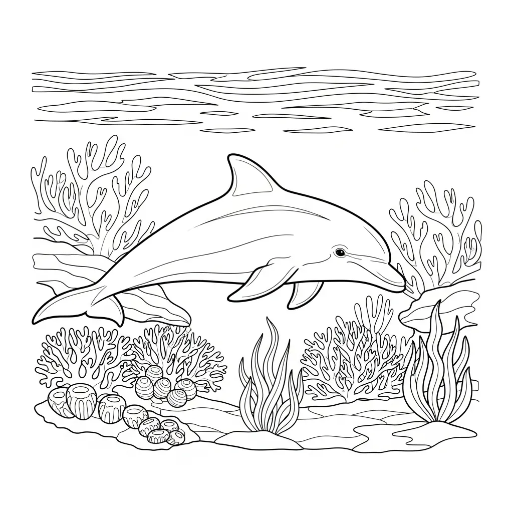 Delfines para colorear para niño de 8 años