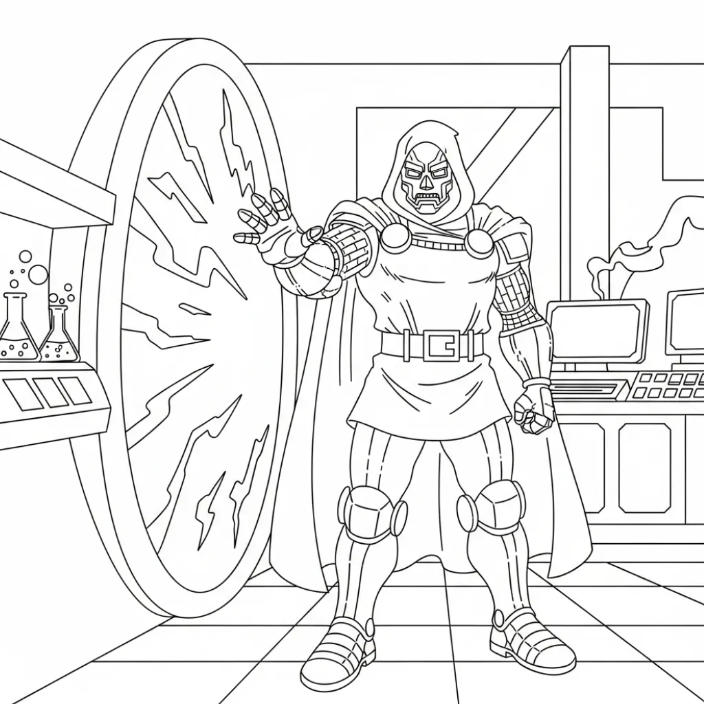 Doctor Doom 8 para colorear educativo para niño