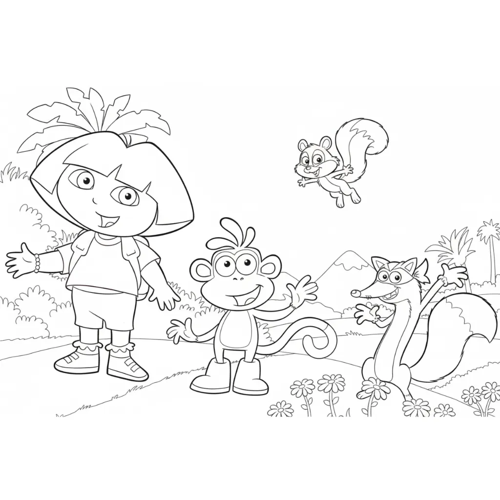 Dora la Exploradora7 para colorear y recortar para imprimir