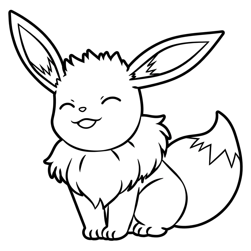 Eevee 3 para colorear para imprimir para niño de 3 años