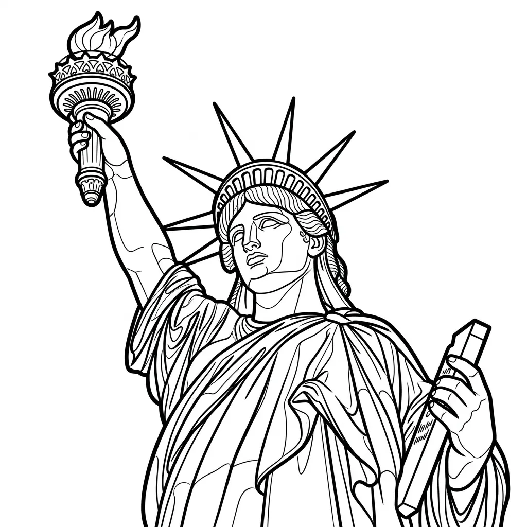 Estatua de la Libertad 6 para colorear para imprimir para niño de 4 años