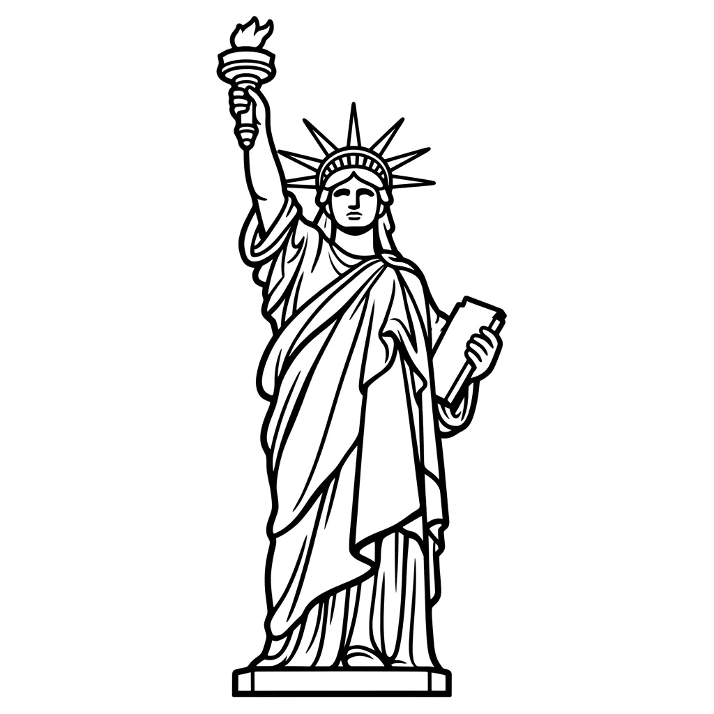 Estatua de la Libertad 7 para colorear para imprimir para niño de 8 años