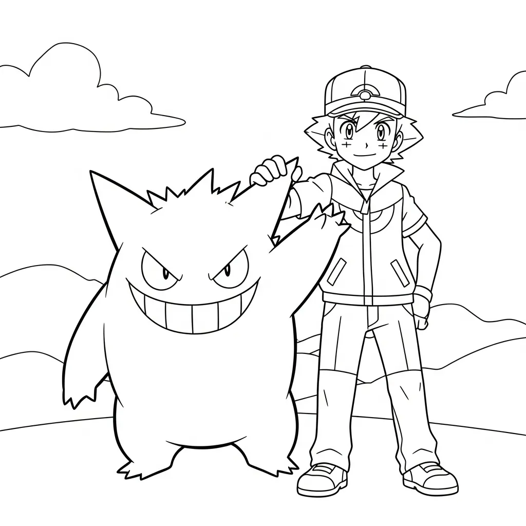 Gengar 7 para colorear para niño para imprimir