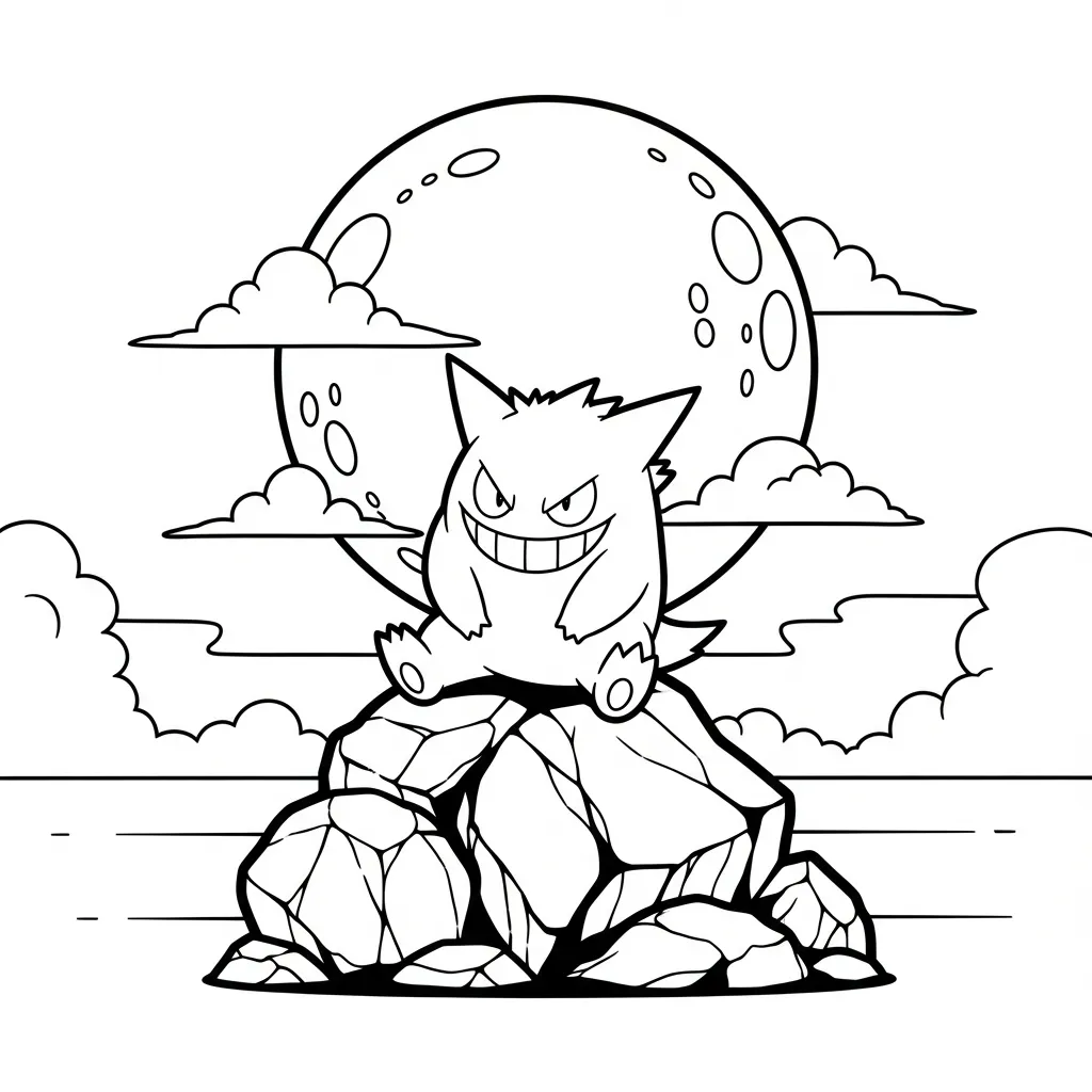 Gengar 9 para colorear para imprimir para niño de 12 años