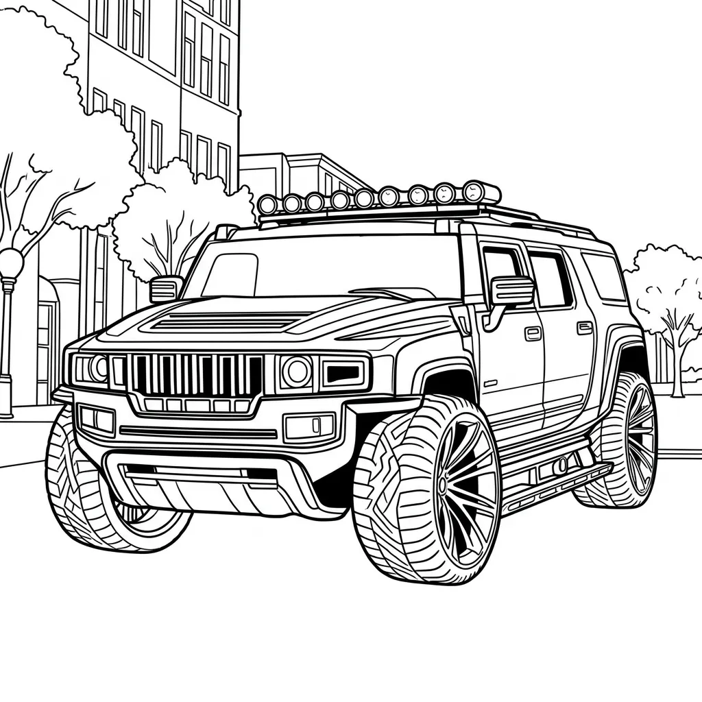 Hummer 1 para colorear para niño de 4 años