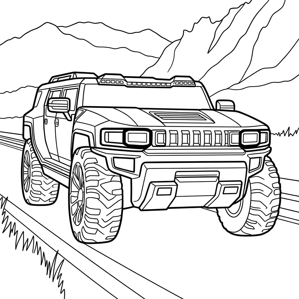 Hummer 12 para colorear para niños para imprimir