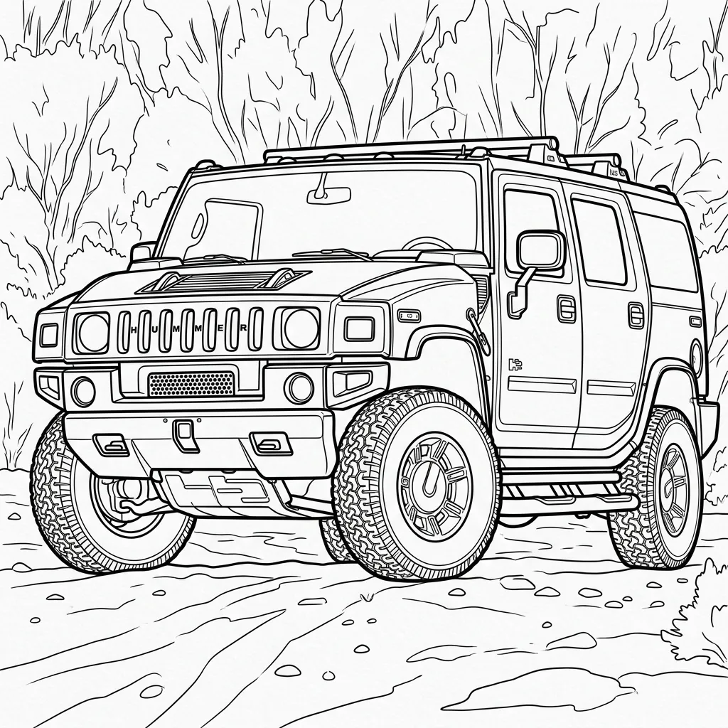 Hummer 17 para colorear para niño de 10 años