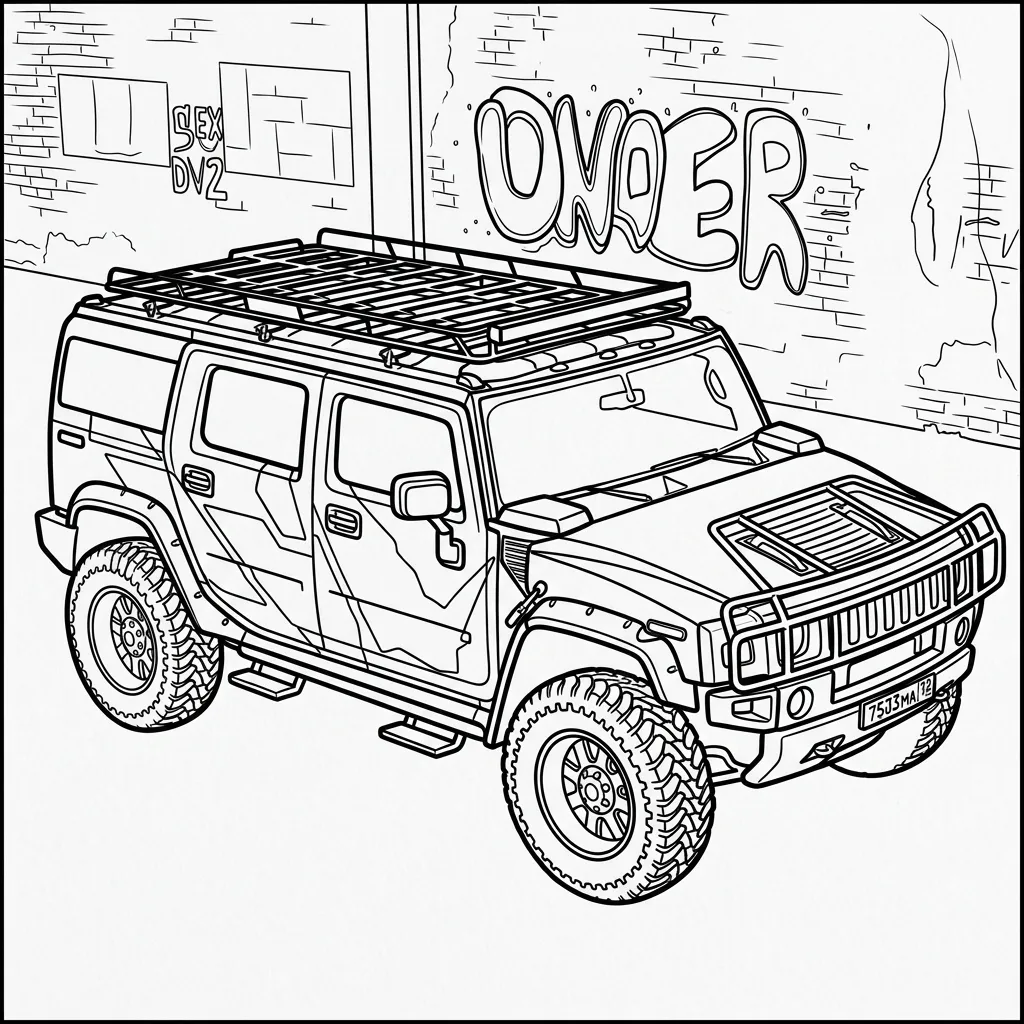 Hummer 20 para colorear para niño de 6 años