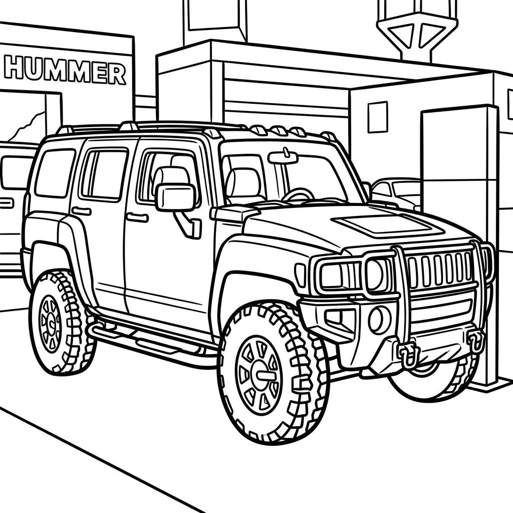 Hummer 21 para colorear para niño gratis