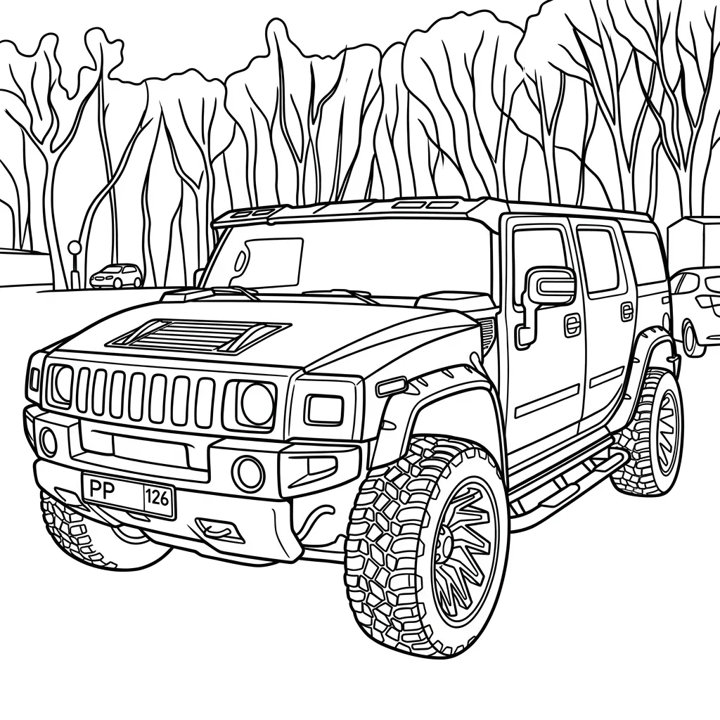 Hummer 5 para colorear para imprimir para niño de 2 años