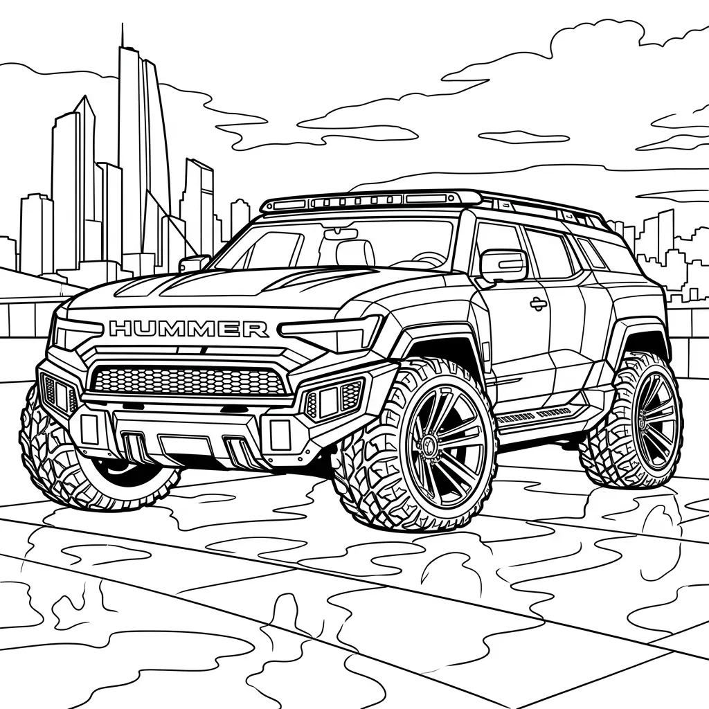 Hummer 6 para colorear de para niños