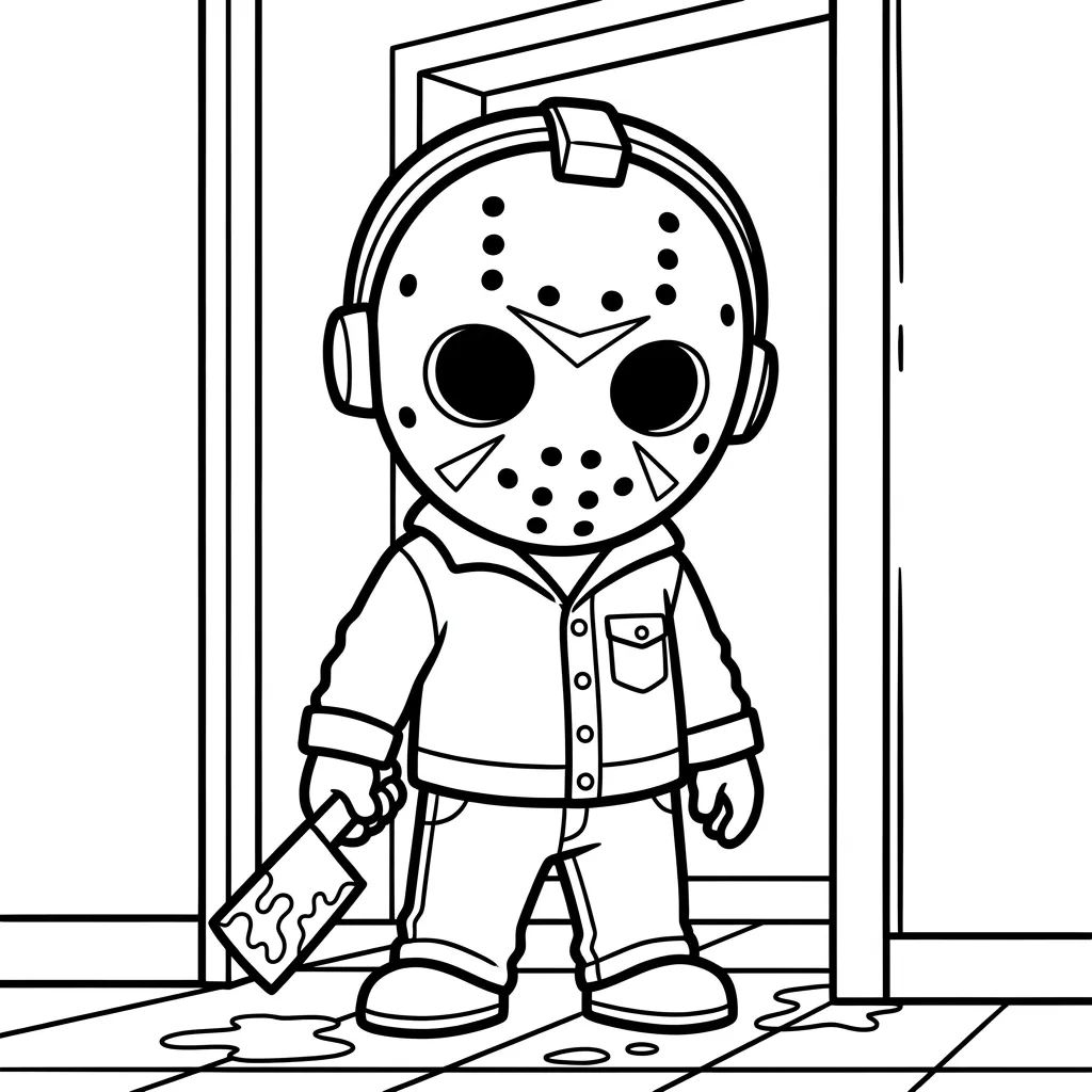 Jason Voorhees 17 para colorear para niño para imprimir gratis