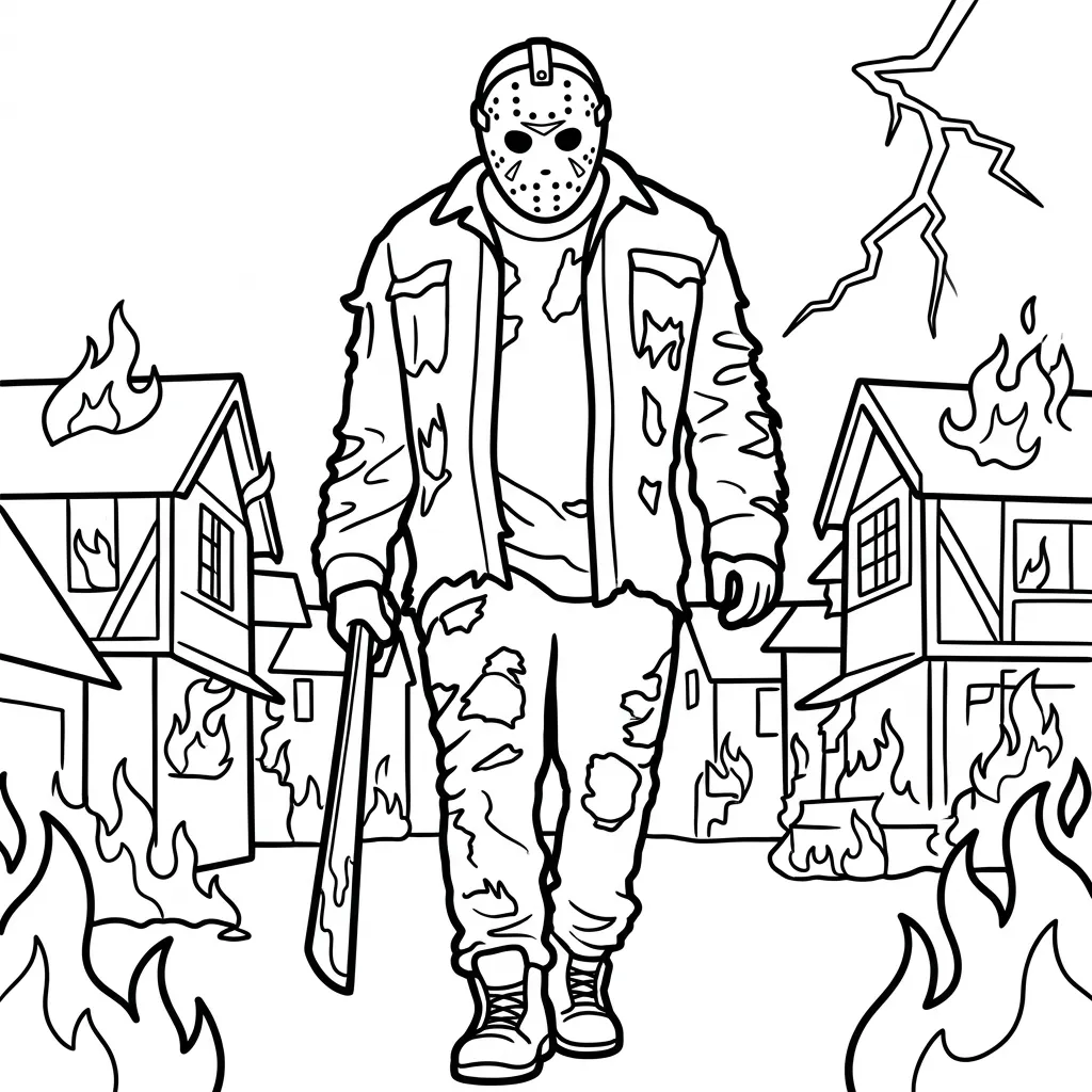 imprimir Jason Voorhees 5 para colorear gratis