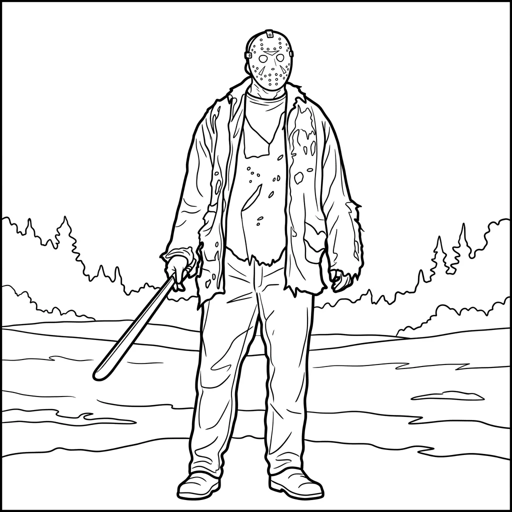 Jason Voorhees 7 para colorear y dibujo para imprimir