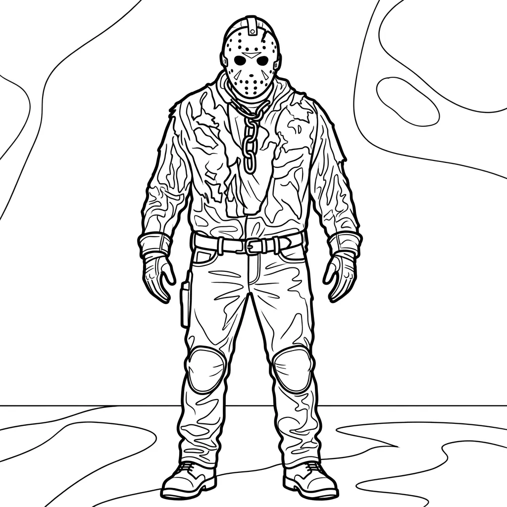Jason Voorhees 9 para colorear para imprimir para niño de 4 años