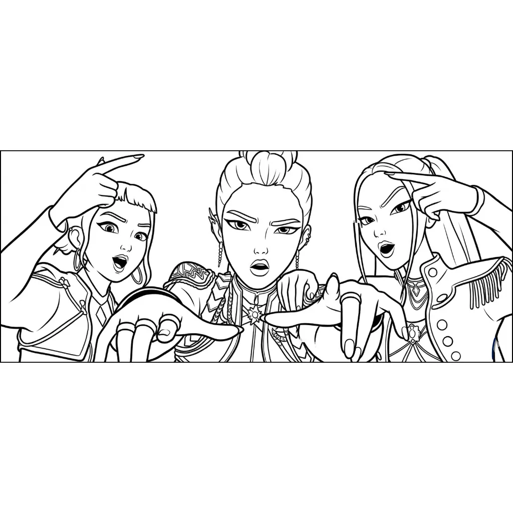 KPop Demon Hunters 3 para colorear para niños para descargar