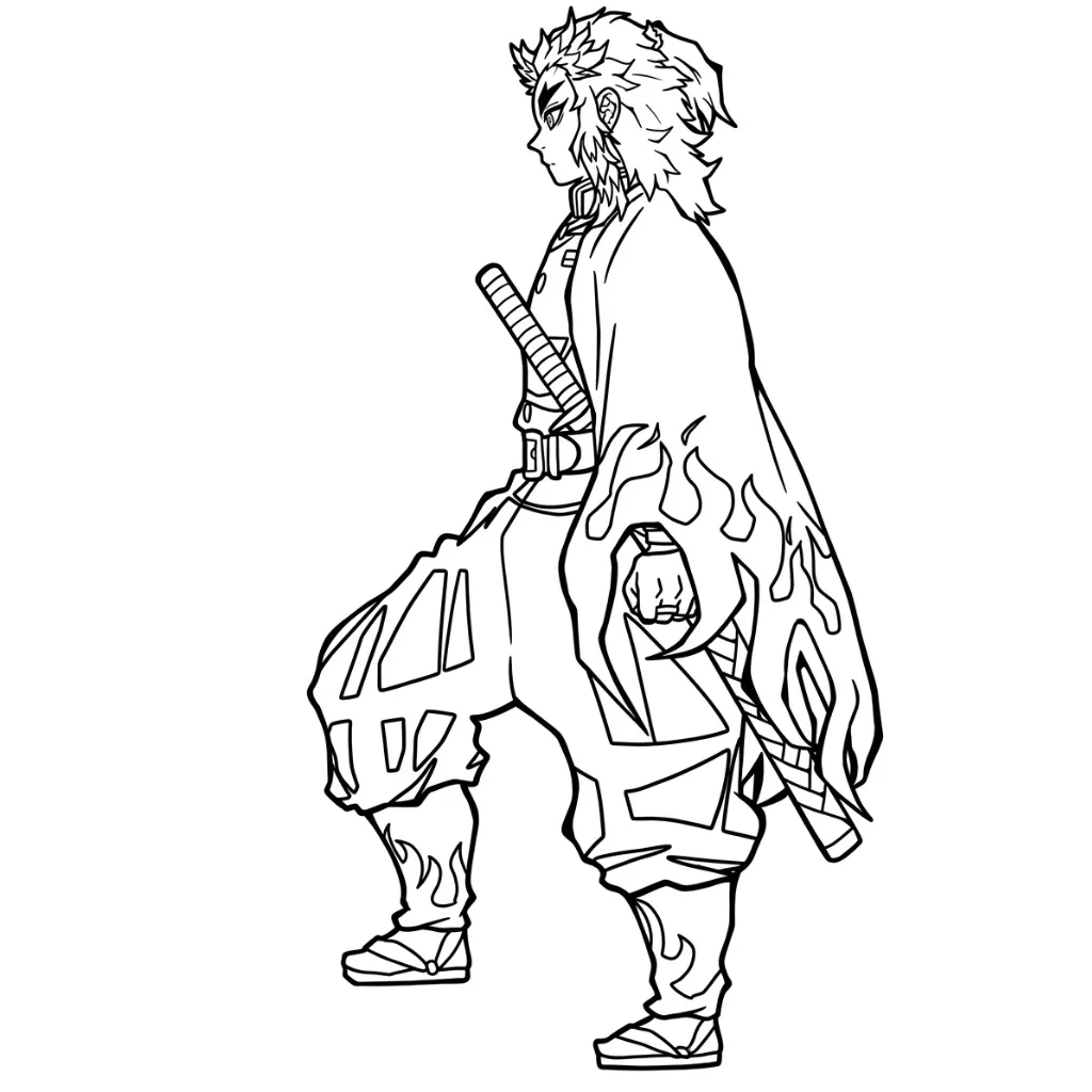 Kyojuro Rengoku 12 para colorear para niño de 3 años