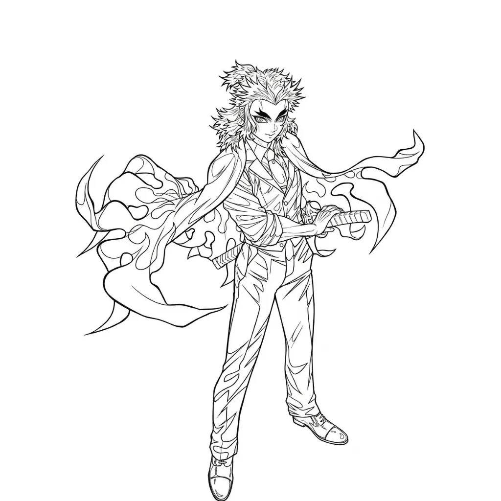 Kyojuro Rengoku 5 para colorear para niño de 4 años