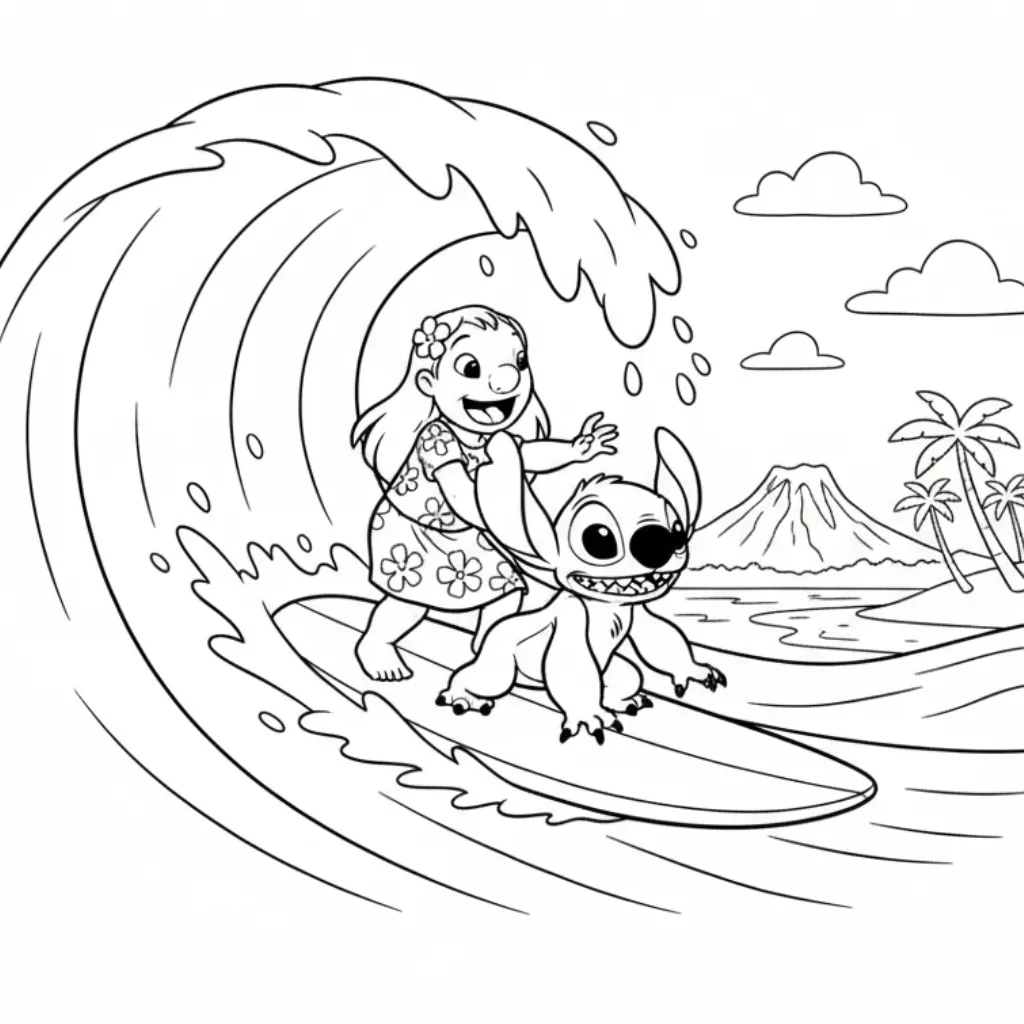 Lilo y Stitch16 para colorear para imprimir gratis