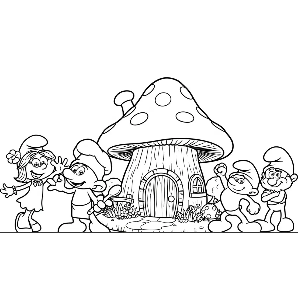 imprimir Los Pitufos 7 para colorear gratis