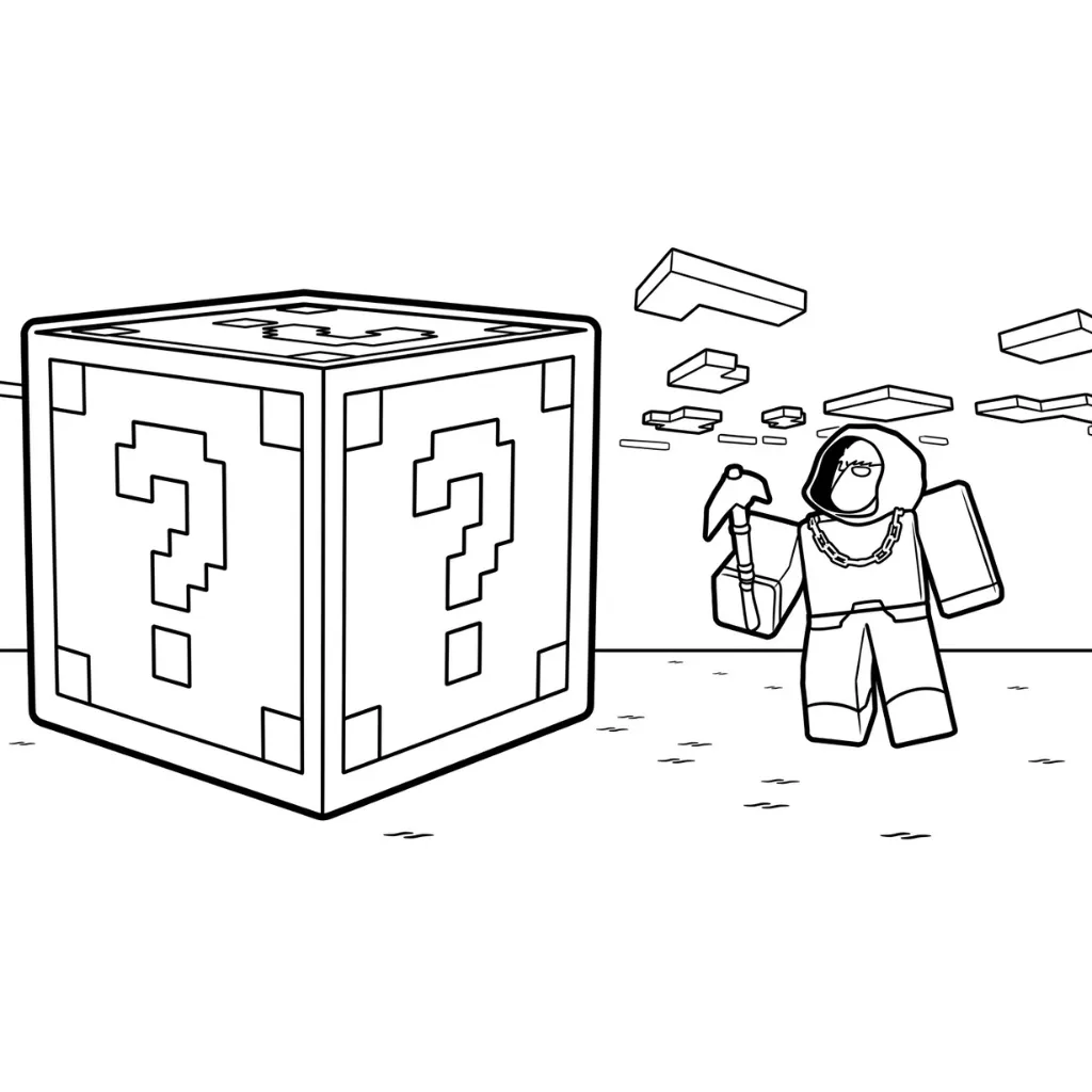 Lucky Block 1 para colorear para imprimir gratis