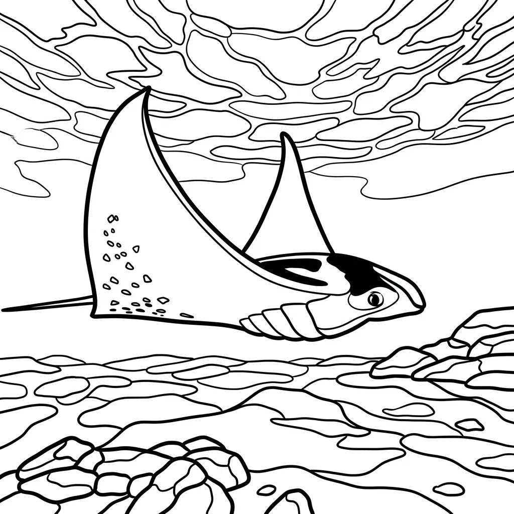 Mantarraya 11 para colorear para imprimir para niño de 4 años
