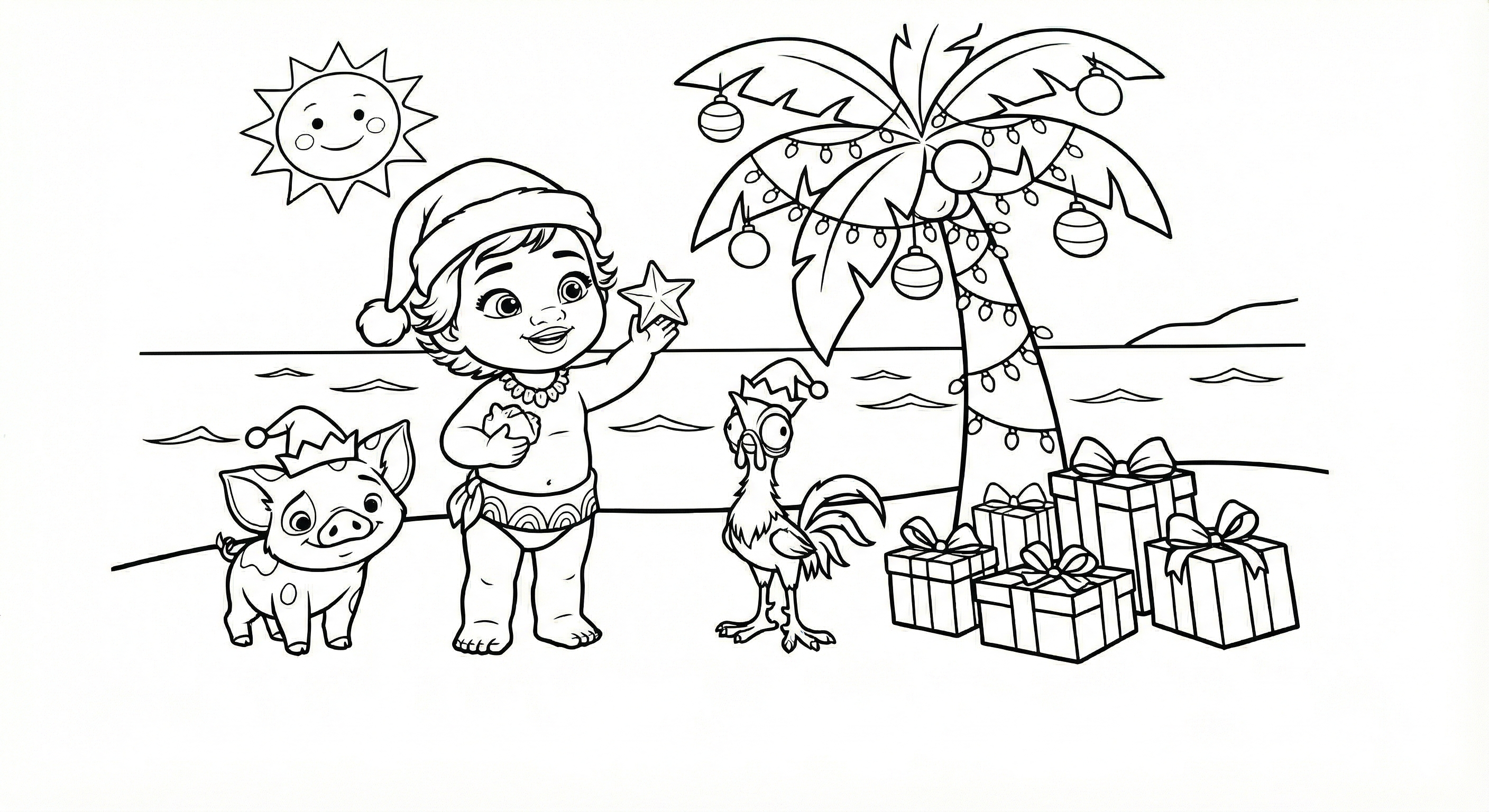 Moana navidad bebe colorear