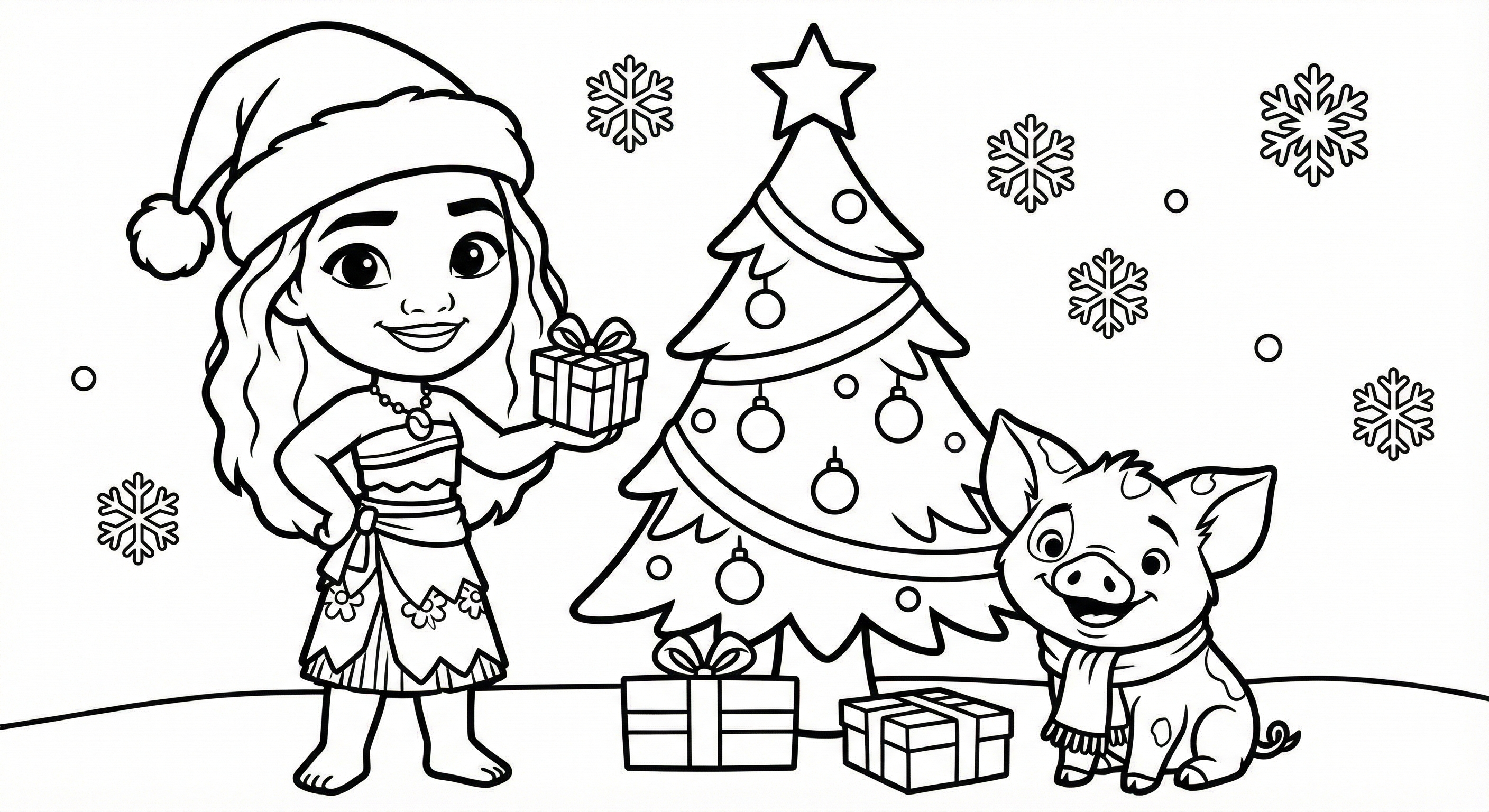 Moana de navidad para colorear
