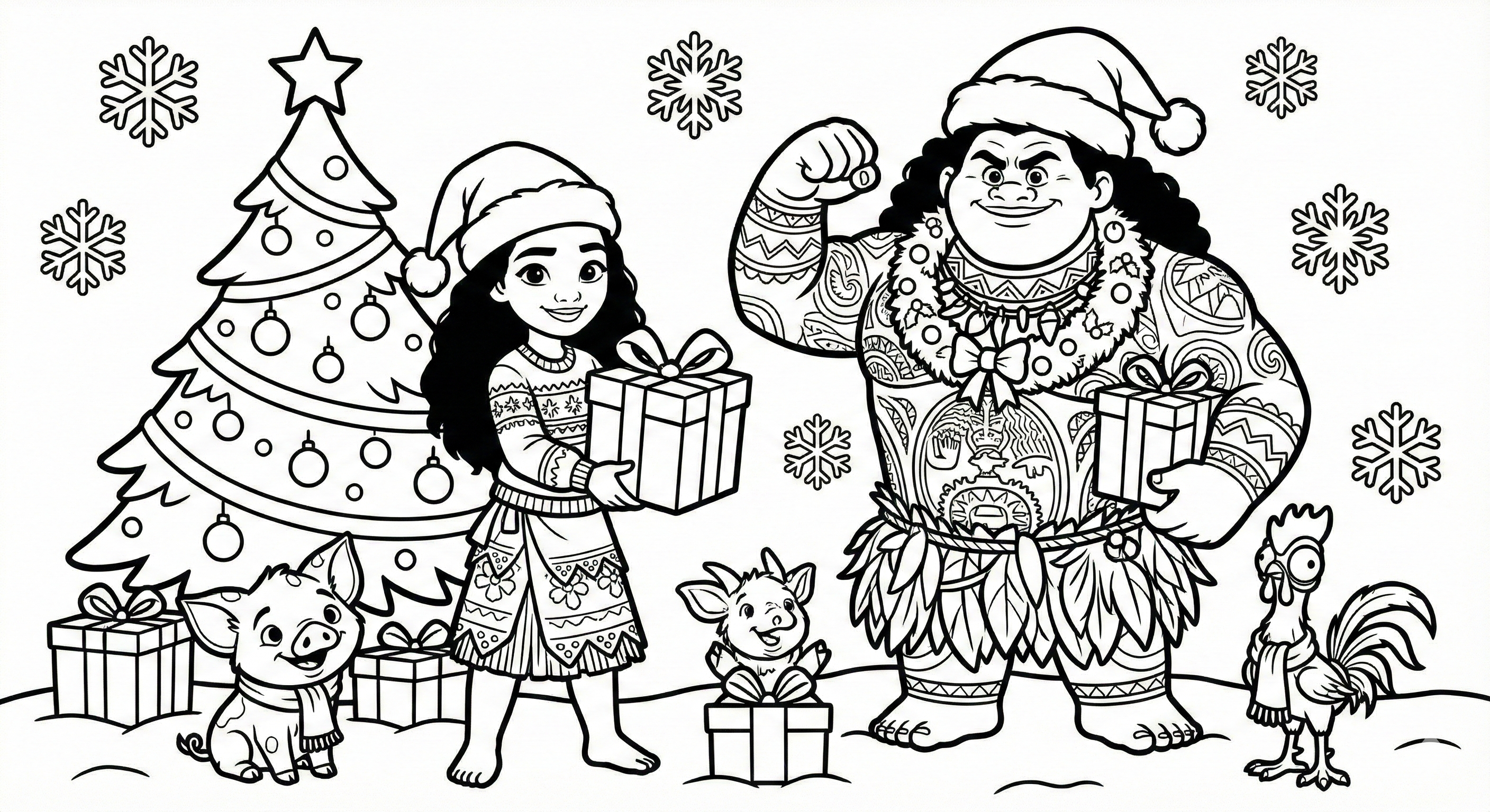 Moana y Maui en Navidad