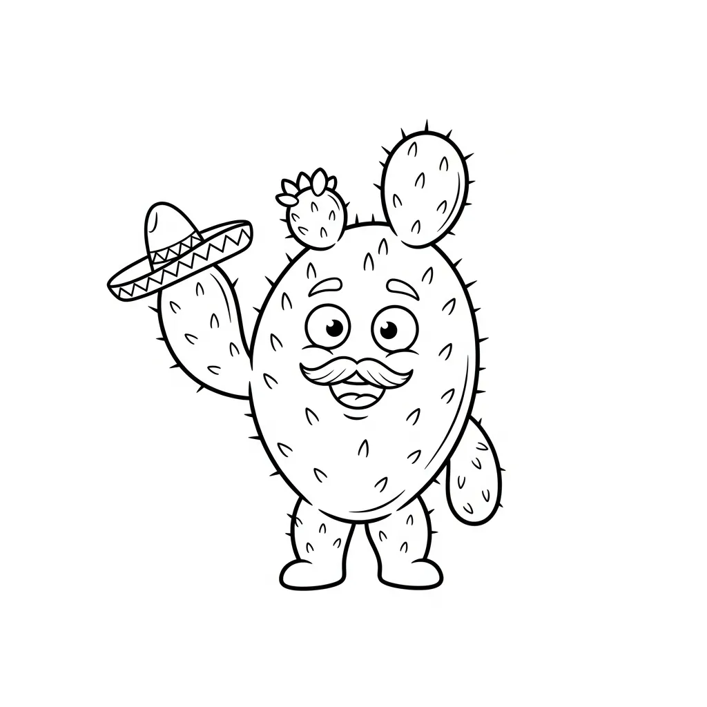 Nopal para colorear para niños