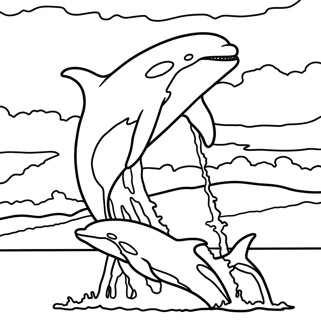 Orca 14 para colorear para imprimir para niño de 2 años