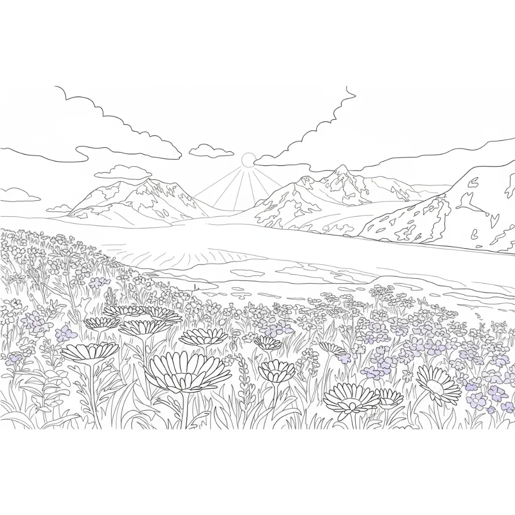 Paisajes7 para colorear para niño para imprimir