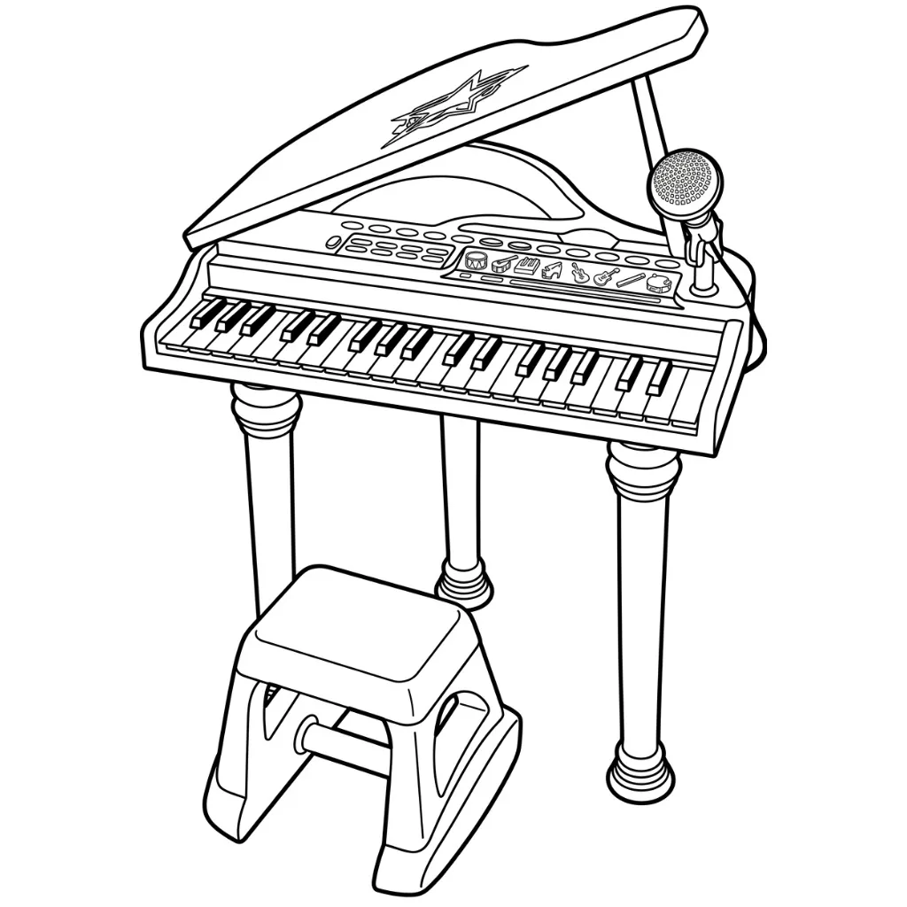 Piano 3 para colorear para imprimir para niño de 6 años